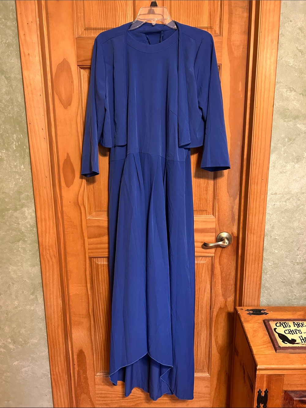 Elegant Royal Blue Women's Hi Low Dress with Jacket and Optional Belt 
Size 2X
